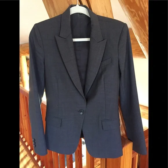 Theory Grey One-Button Blazer - Picture 3 of 11